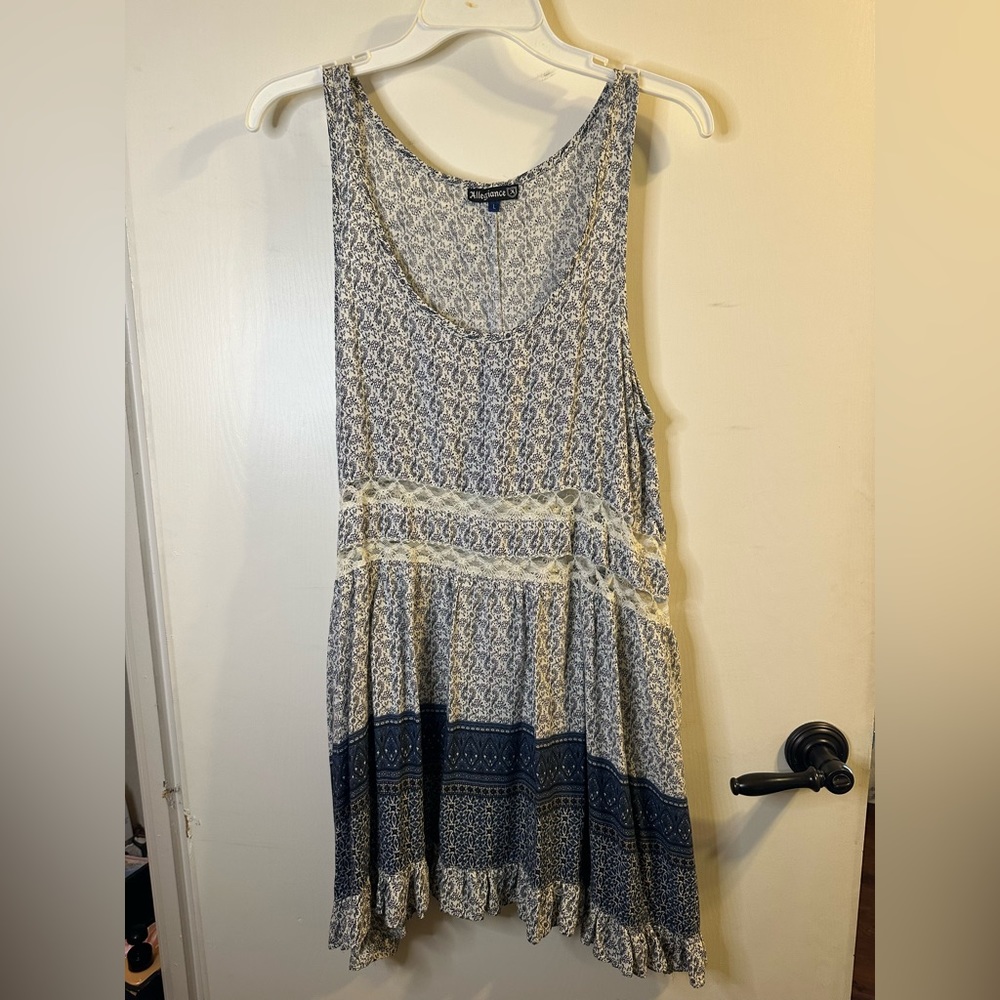 Blue Floral Mixed Print Dress